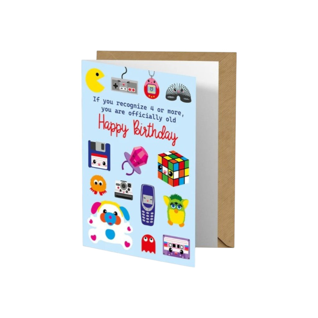 Kaart Happy Birthday retro (80's and 90's)