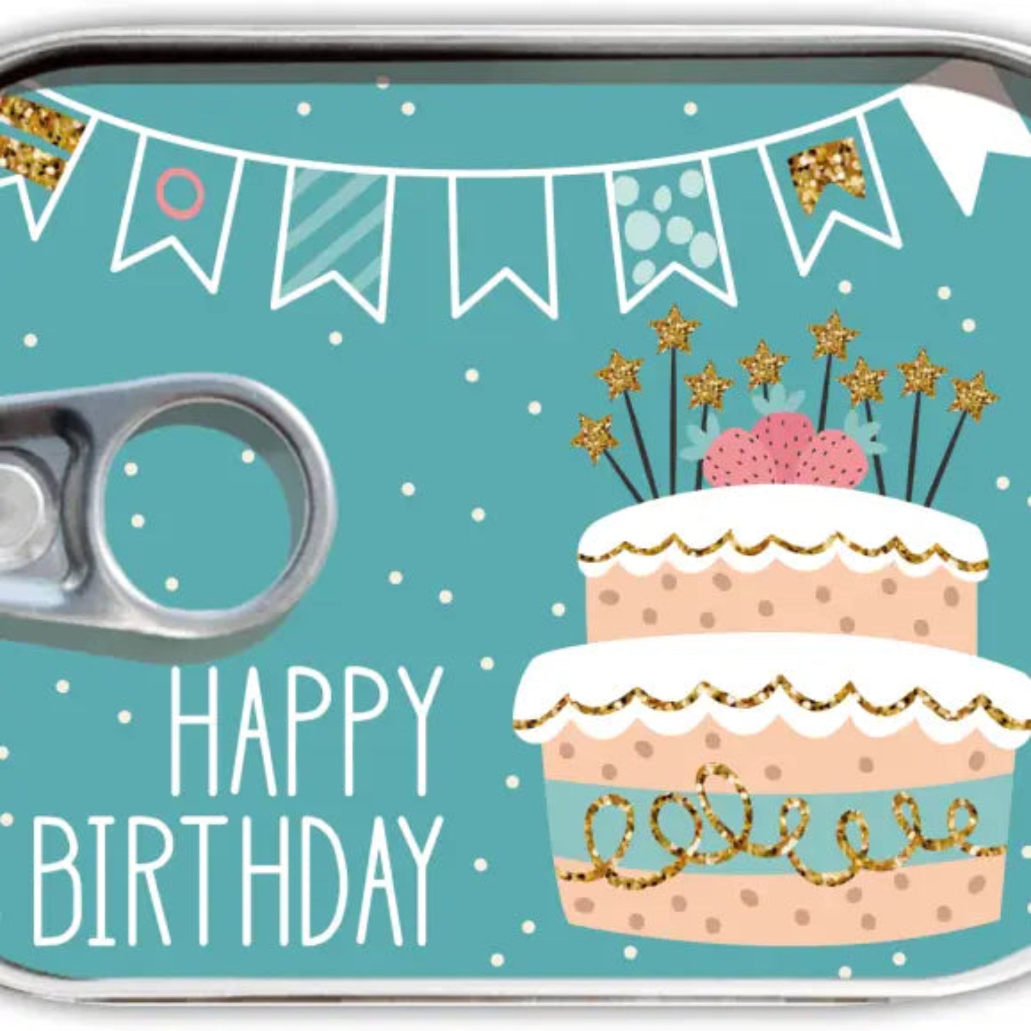 Happy Birthday (taart) - cadeau in blik