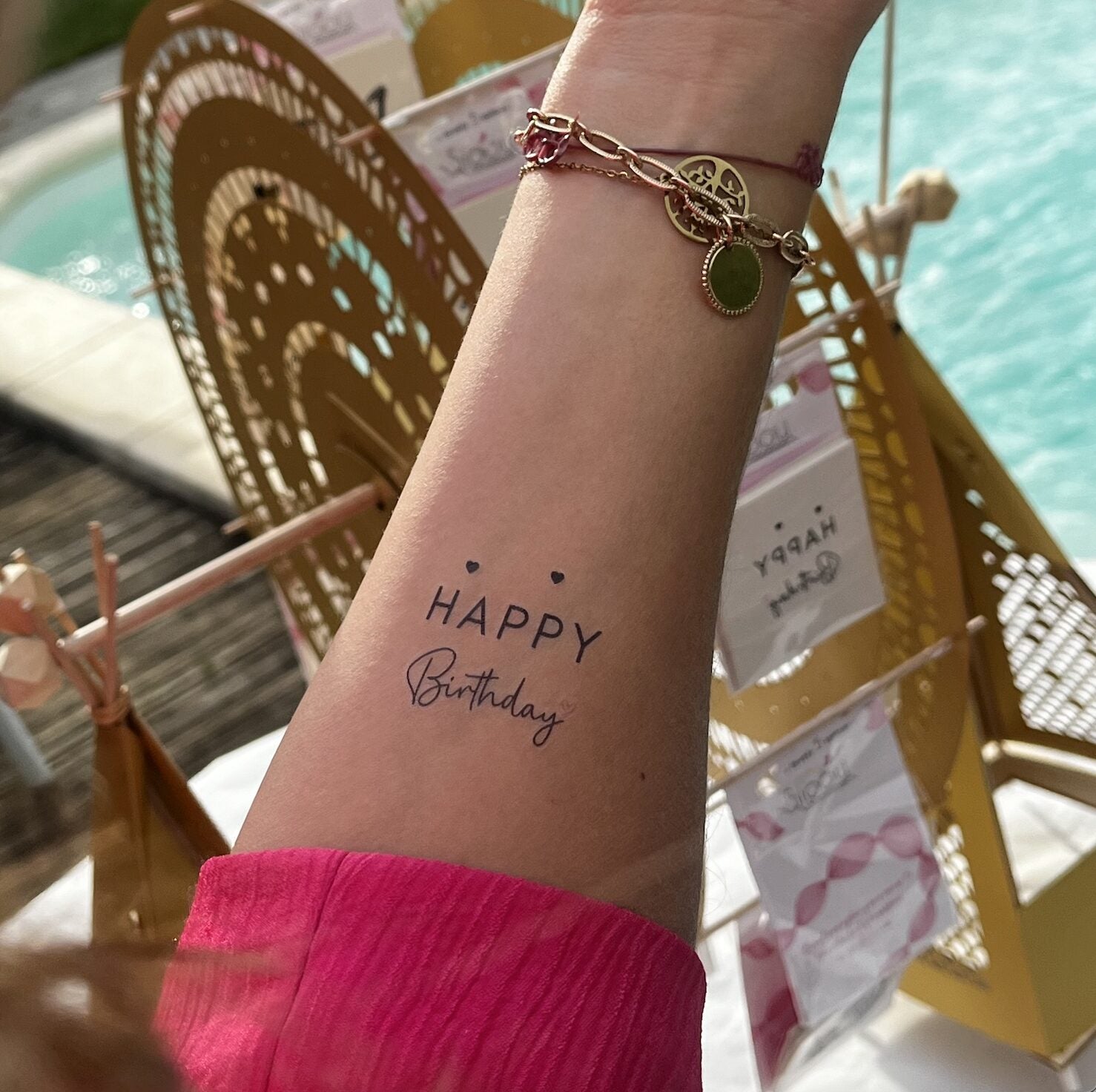 Tijdelijke tatoeage - Happy Birthday (5 stuks)
