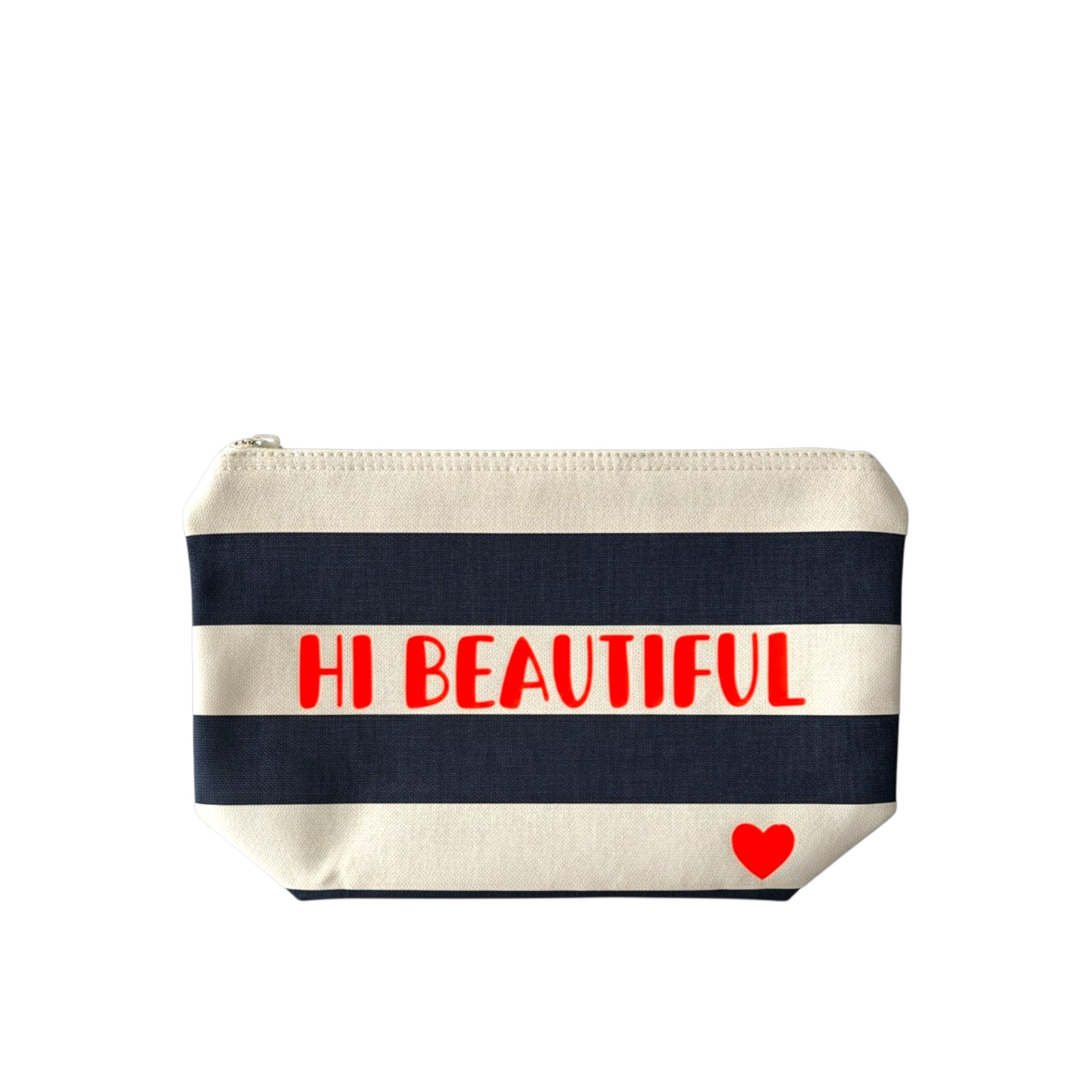 Etui / toilettas - Hi Beautiful (blauw/wit)