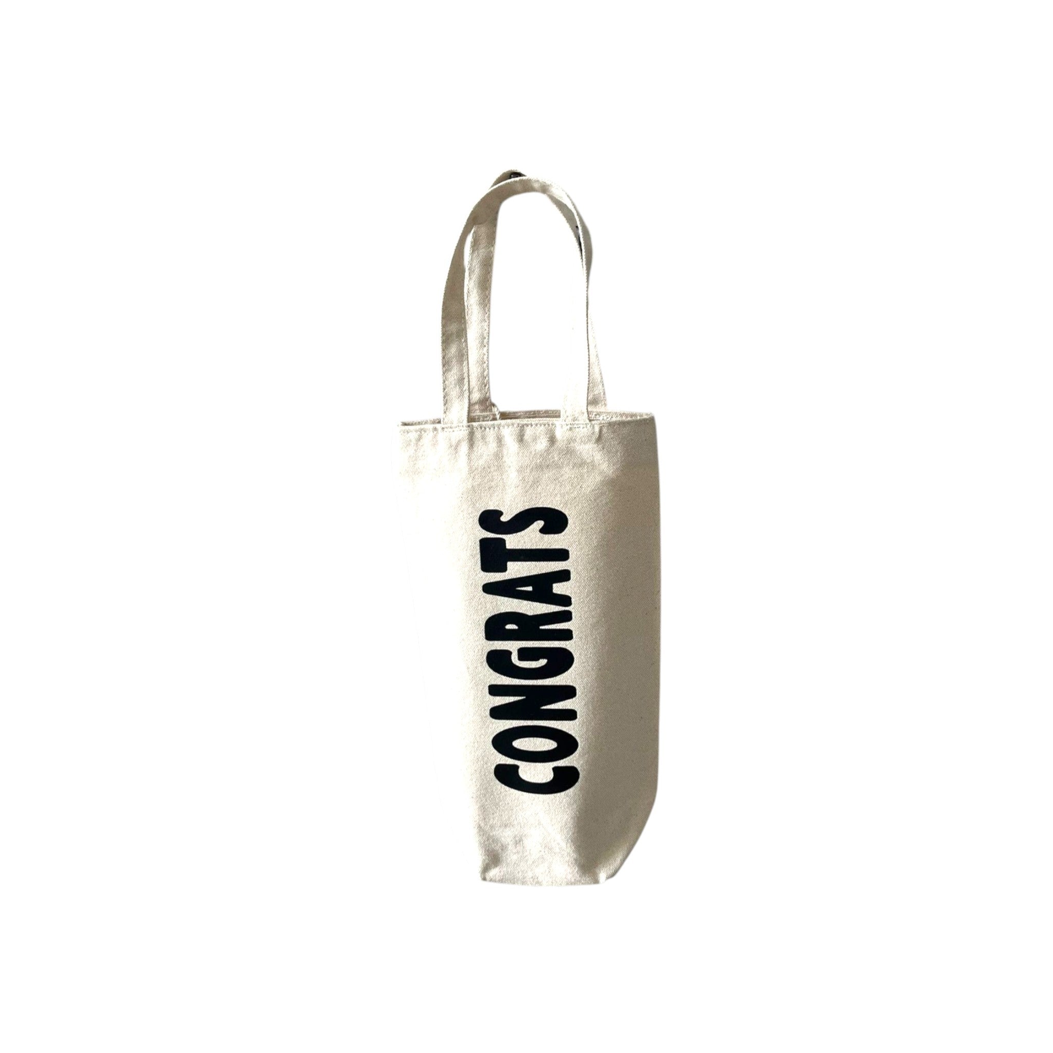 Wijnfles cadeautas - Congrats (naturel/zwart)