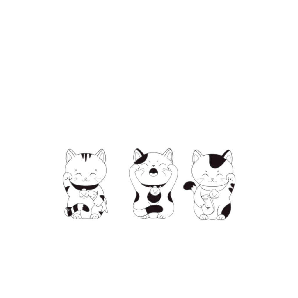 Tijdelijke tatoeage - Lucky Cats (5 stuks)