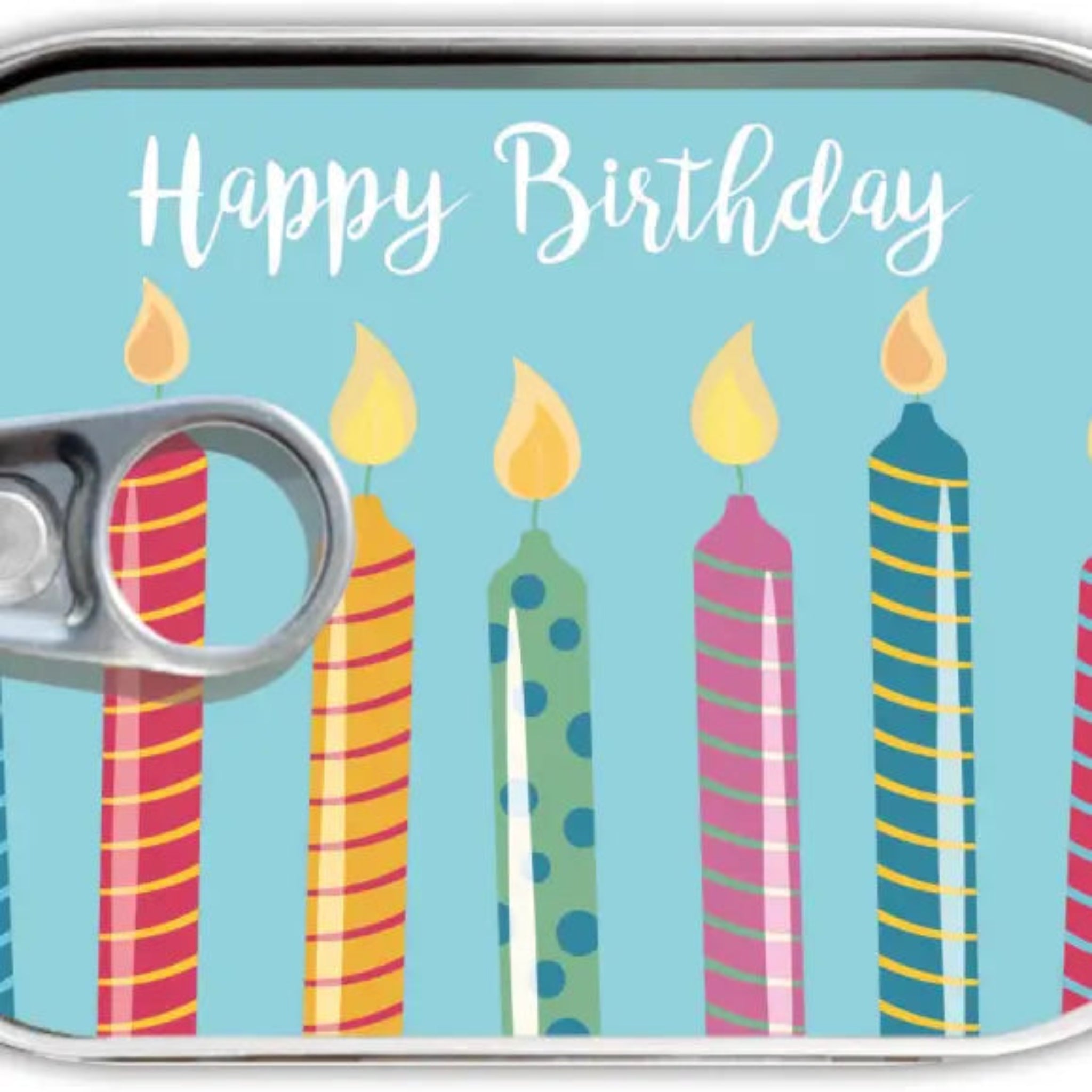 Happy Birthday (kaarsen) - cadeau in blik