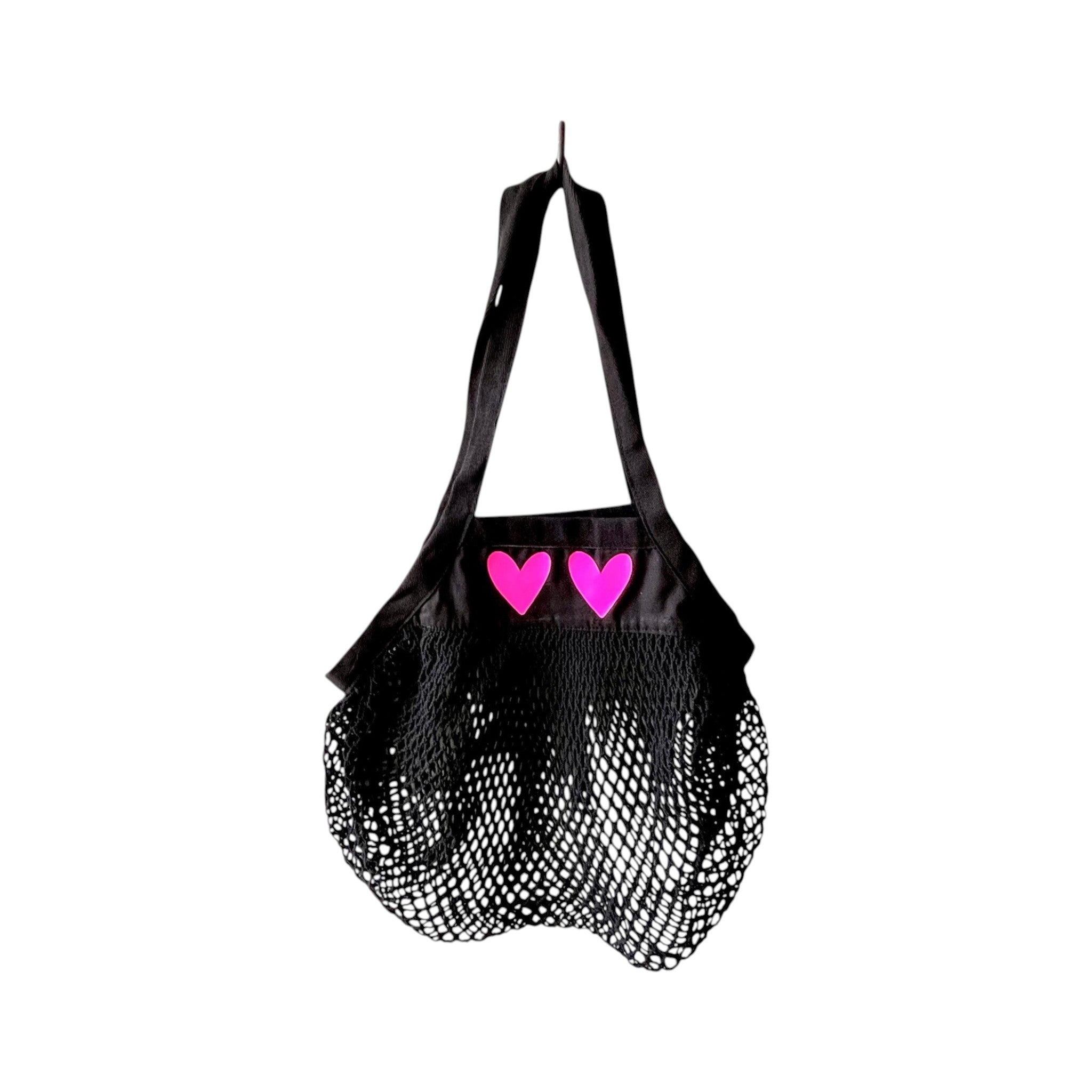Hartjes - mesh tas (zwart)