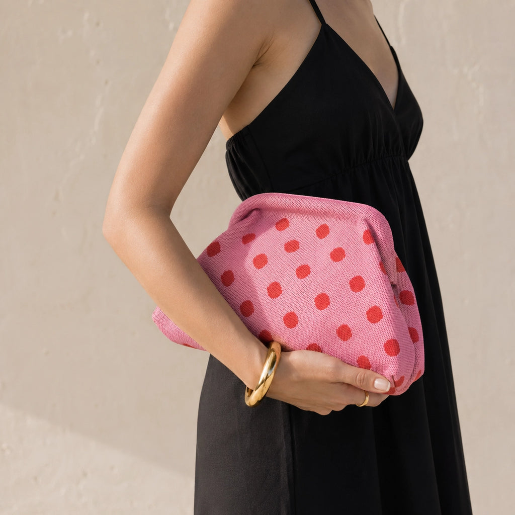 Etui / Clutch met stippen (roze / rood)
