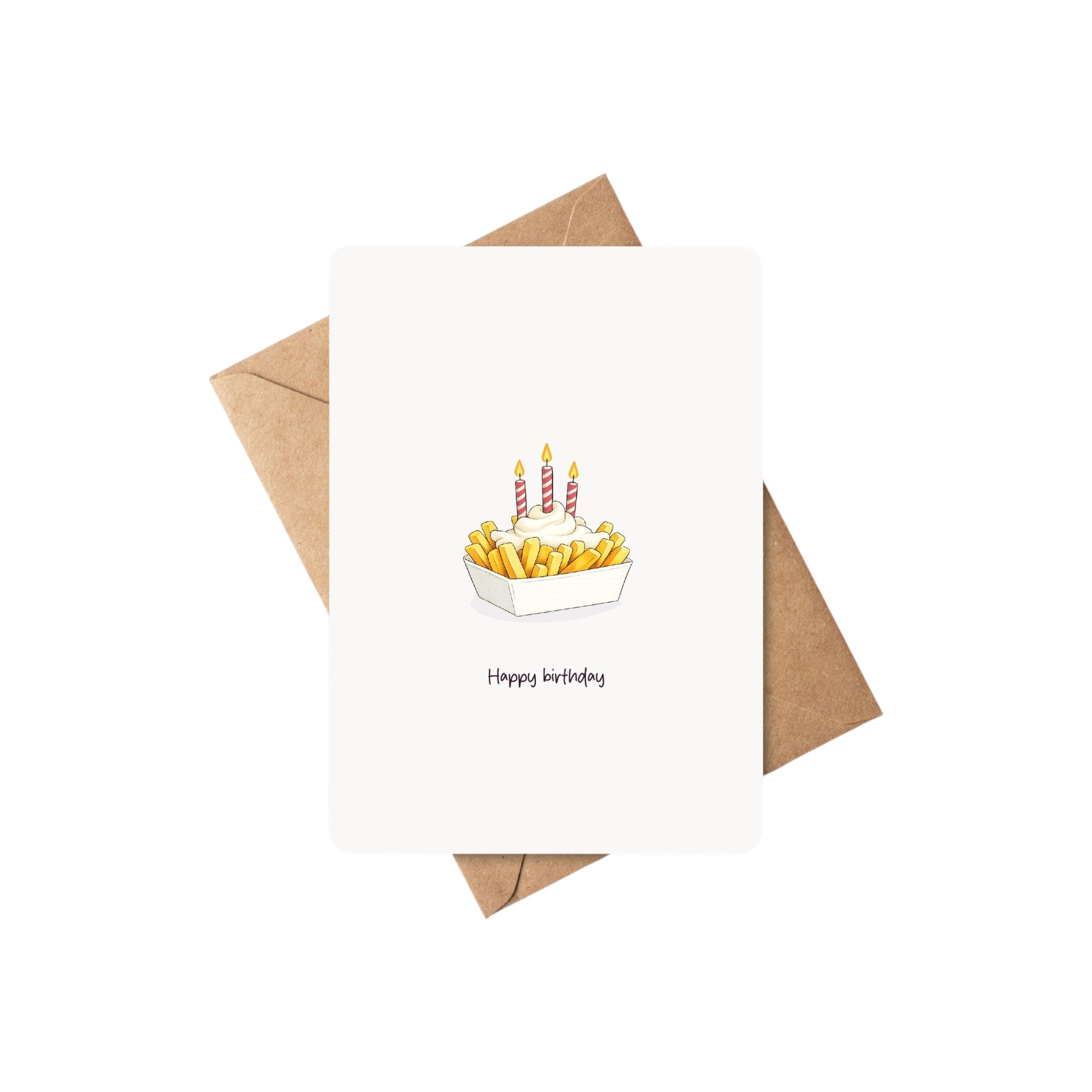 Happy birthday (friet) - kaart